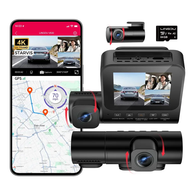 Car Dash Cam - LINGDU V630 4K 2.4'' Ekran Wifi